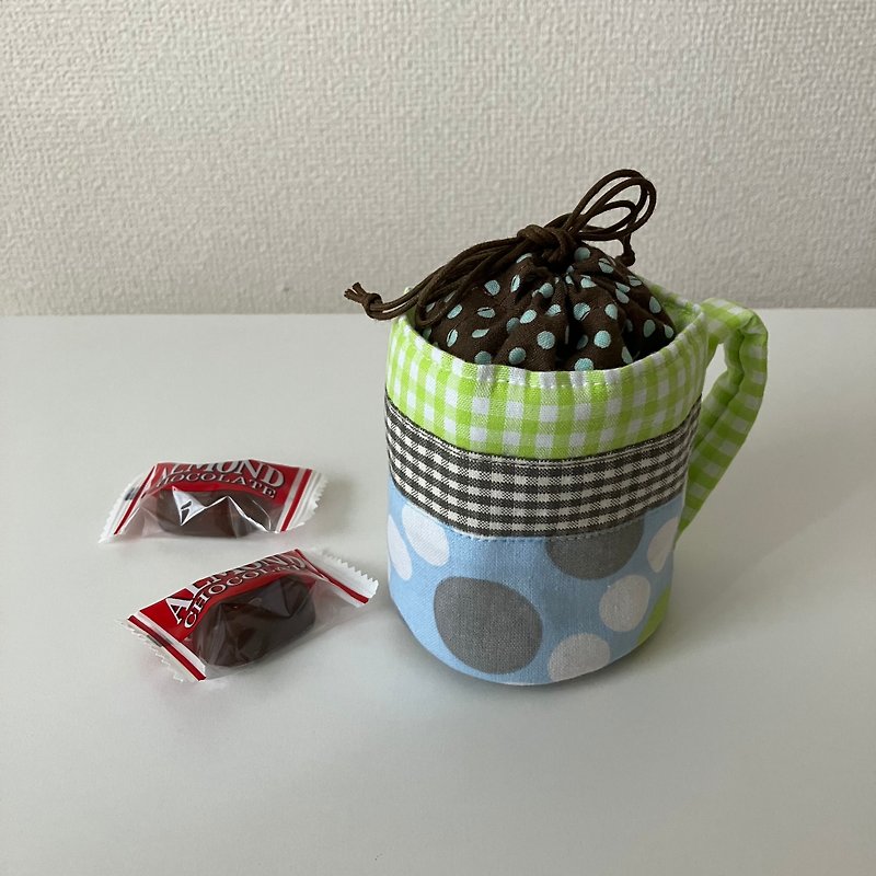 マグカップ型巾着 - ポーチ - コットン・麻 ブルー