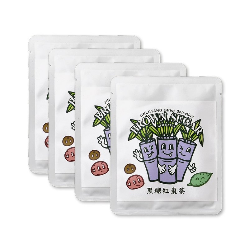 Girl's Warm-up Tea! Taiwan hand-fried Brown Sugar Tea(red dates) 4 packs - ชา - วัสดุอื่นๆ ขาว