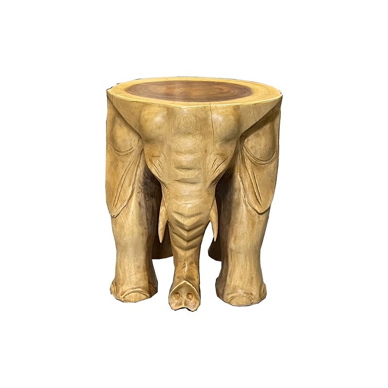 [Jidi City 100% Teak Furniture] PP533B Elephant Shape Round Stool Chair Chair Round Chair - เก้าอี้โซฟา - ไม้ สีนำ้ตาล