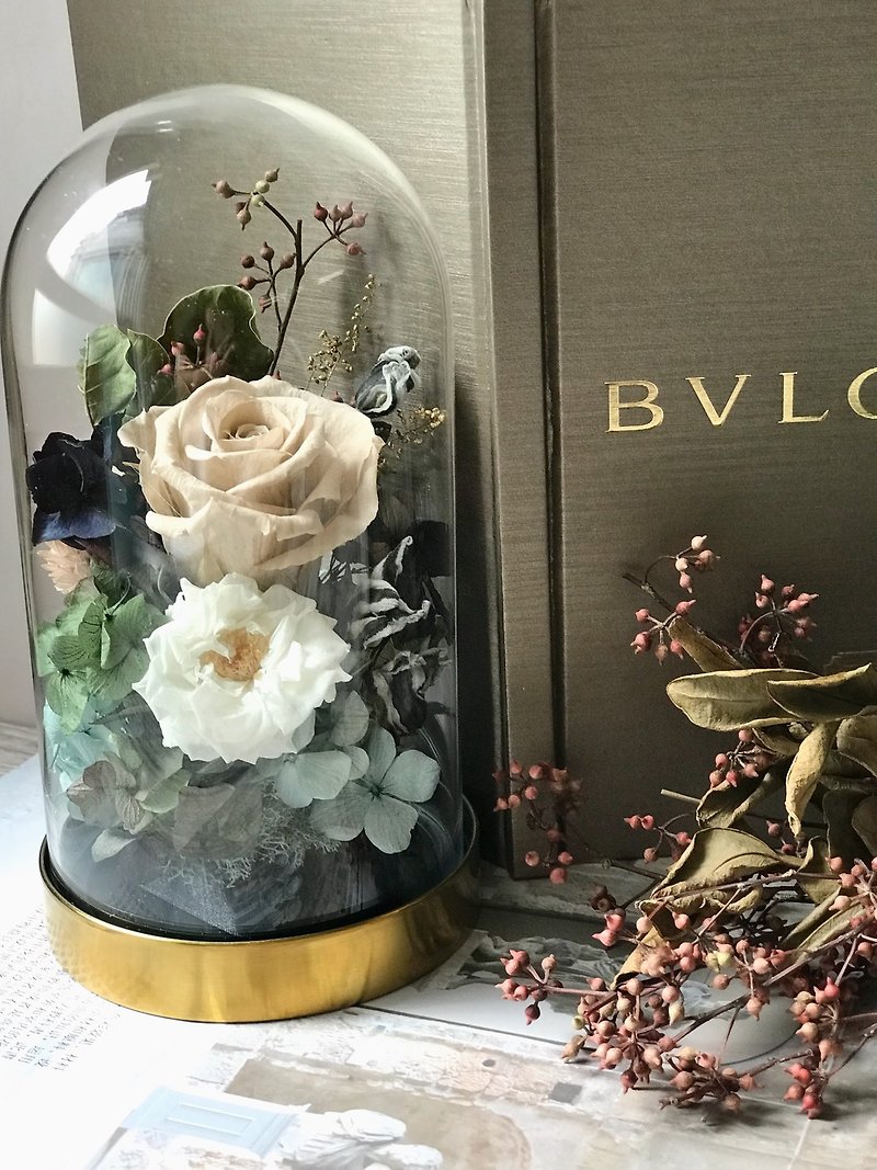 Everlasting Flower Gift-Morandi Bell Jar - Dried Flowers & Bouquets - Plants & Flowers Pink
