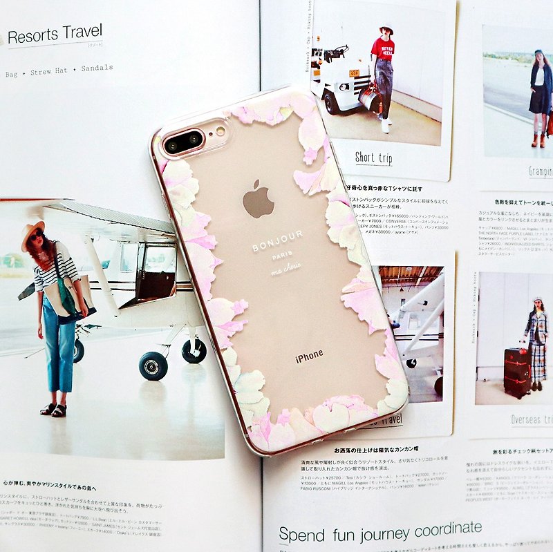 Pink petal transparent phone shell - Phone Cases - Silicone Pink