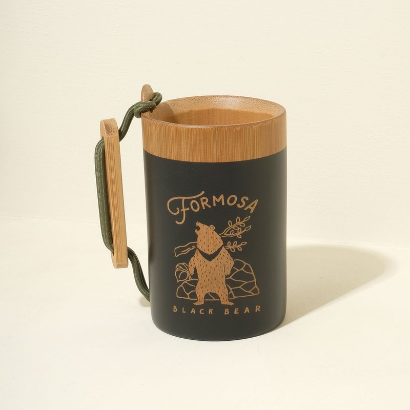 Outdoor Cup Yuanqi concave bean cup (black bear style) - Mugs - Bamboo Khaki