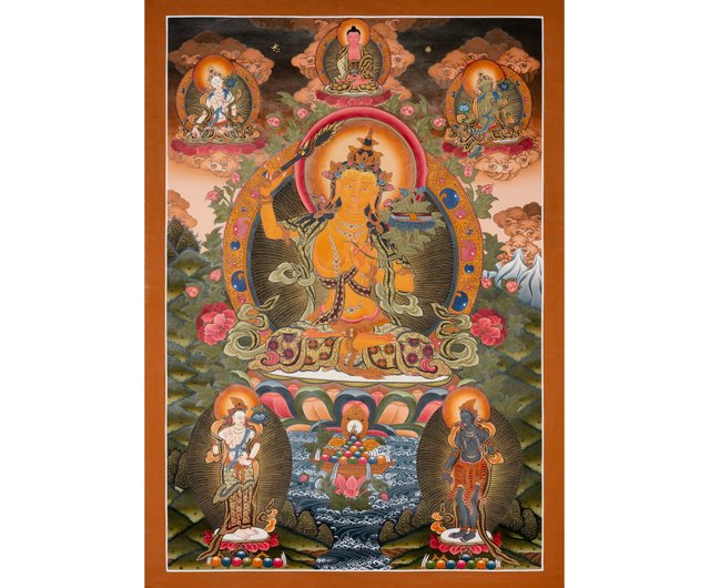 チベット仏教 穏やかな文殊菩薩のタンカ 平穏の具現 - ショップ