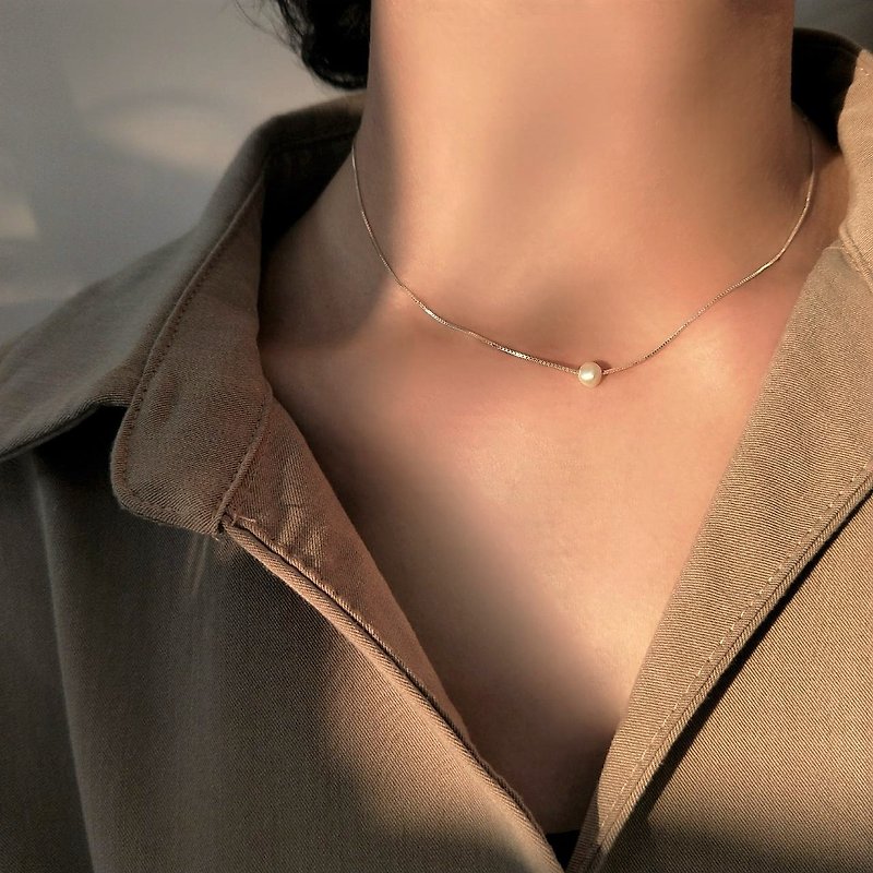 │Light Jewelry│Mermaid's Tears• Irregular Natural Pearl• Clavicle Chain• Sterling Silver Necklace - สร้อยคอ - เงินแท้ 
