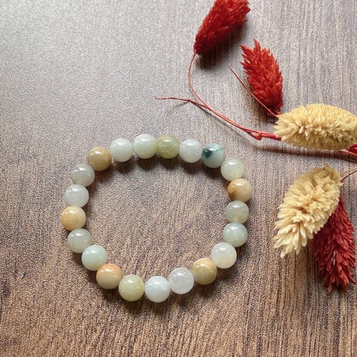 青宸芝Jade Treasure Box /晨光和煦//糯冰多寶翡翠手串-緬甸天然A貨翡翠