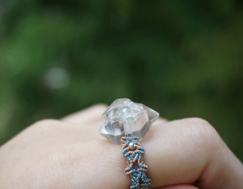 | MC | Herkimon Multi-Headed Shining Diamond Ring Wax Wire Braid - General Rings - Crystal 