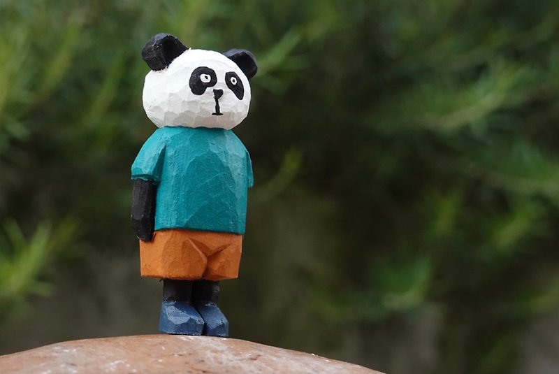 Wooden Doll Mr. Panda - Stuffed Dolls & Figurines - Wood 
