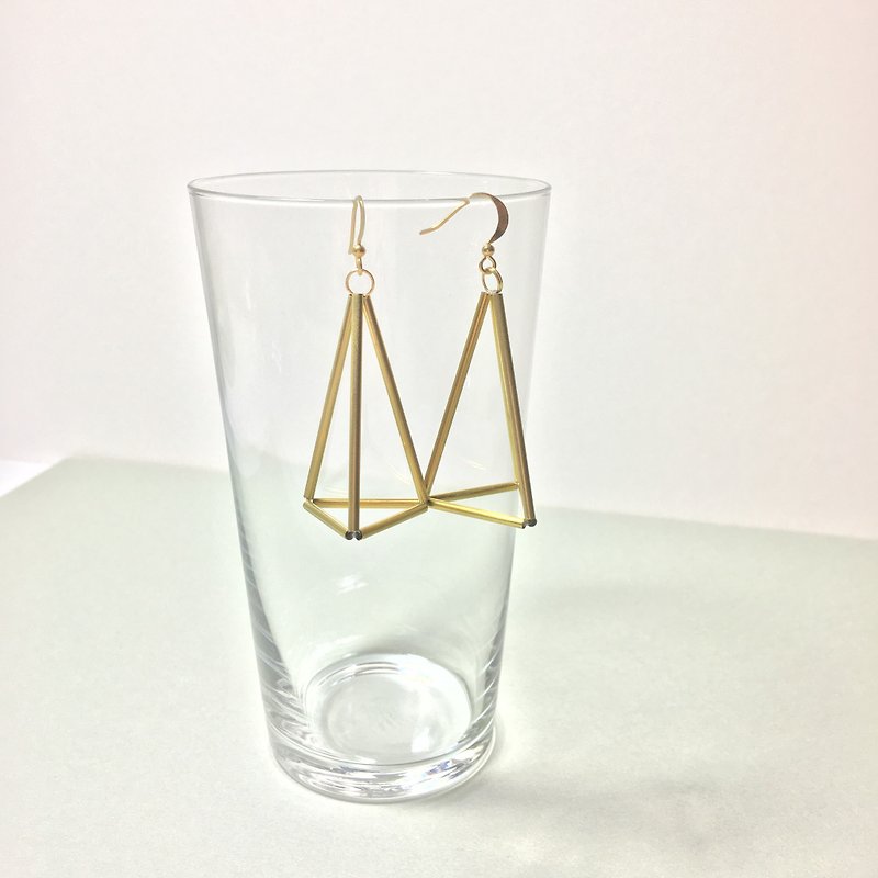 Hipster triangles  brass dangle earrings - Earrings & Clip-ons - Other Metals Gold
