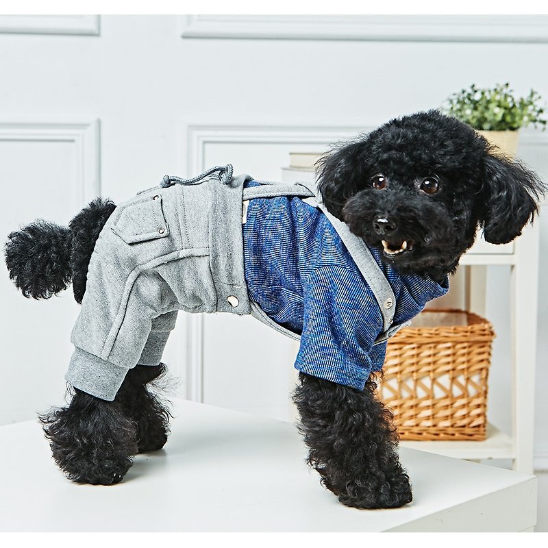 Pet clothes suspenders casual cotton trousers - Clothing & Accessories - Cotton & Hemp Gray