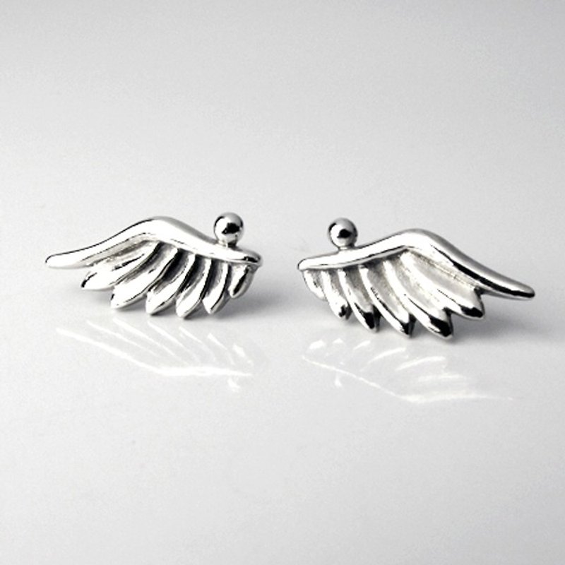 Wings Of Dream sterling silver earrings - ต่างหู - เงินแท้ สีเงิน
