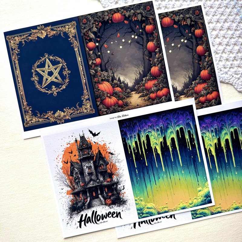 Z523 - Gothic Halloween of background - 貼紙 - 紙 