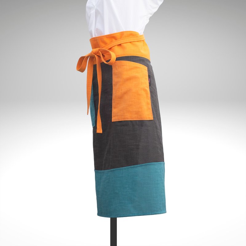 PSNY 3D sewing 3 color cotton waist apron long size sommelier apron AP05 - ผ้ากันเปื้อน - ผ้าฝ้าย/ผ้าลินิน สีส้ม