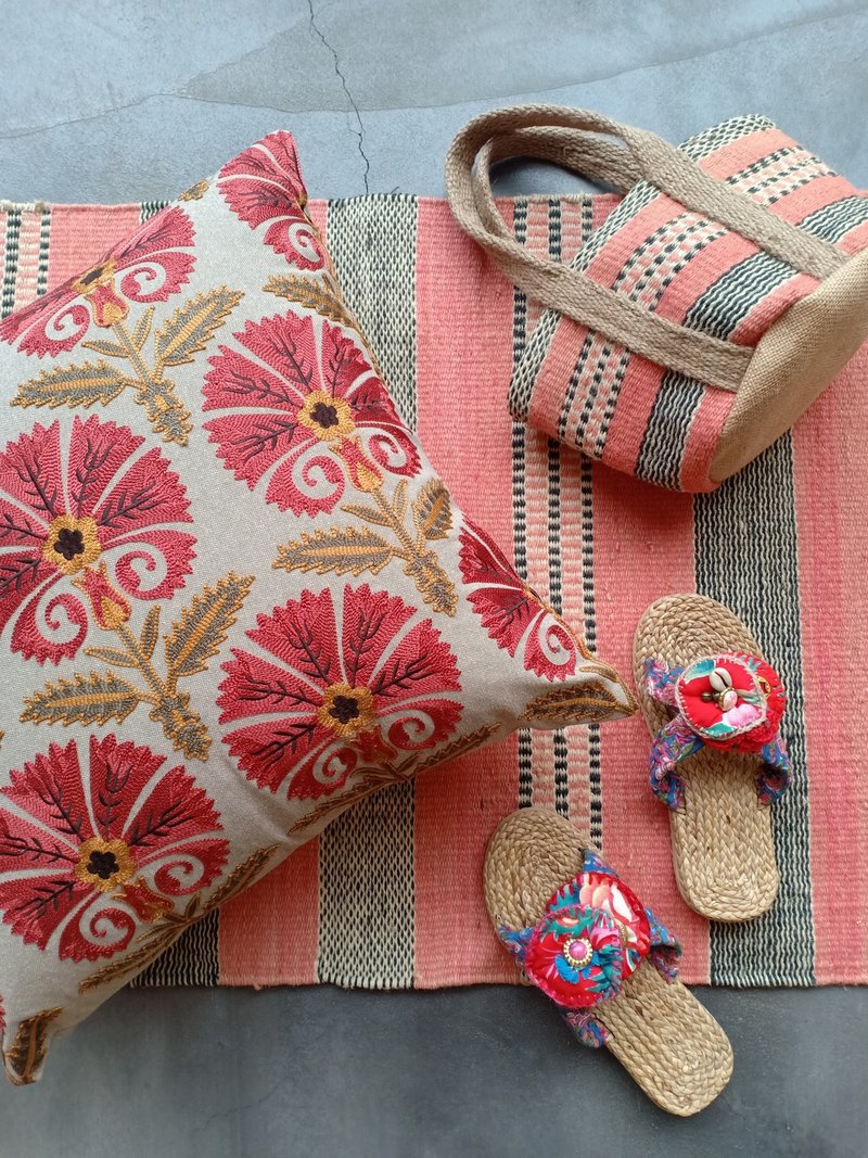 Embroidered pillowcase (without core) │African orange│ - หมอน - ผ้าฝ้าย/ผ้าลินิน 