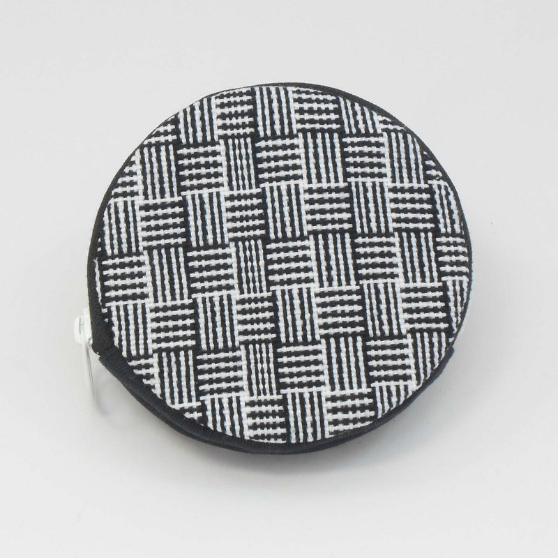 Handwoven Macaron Coin Purse 04 - Coin Purses - Cotton & Hemp Black