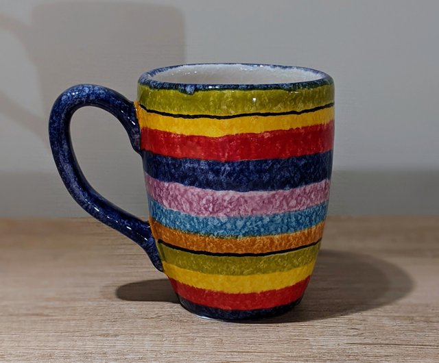 イタリアの手作り陶器-POP ポップアート マグカップ 380ml (ブルー