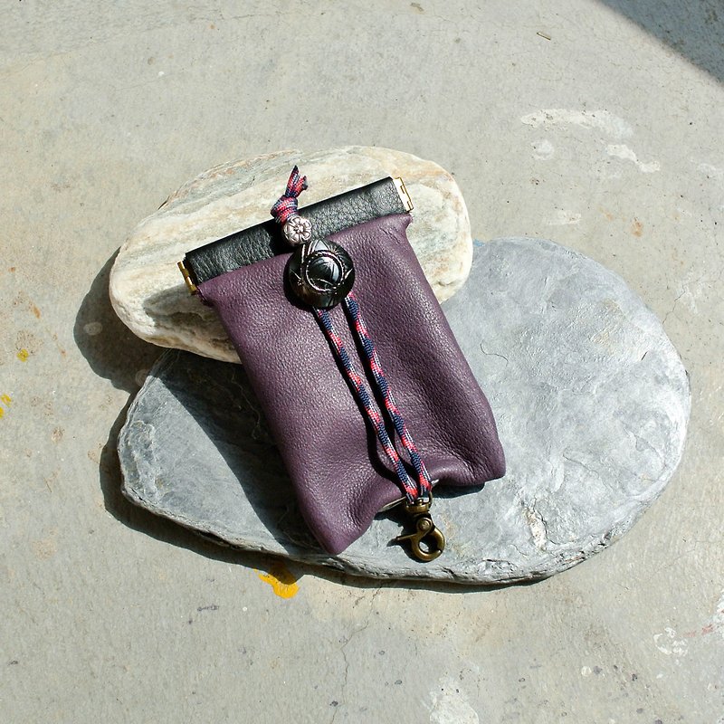 ✦. Splicing good shrapnel key package. ✦ key / key case / storage / key case - Keychains - Genuine Leather Purple