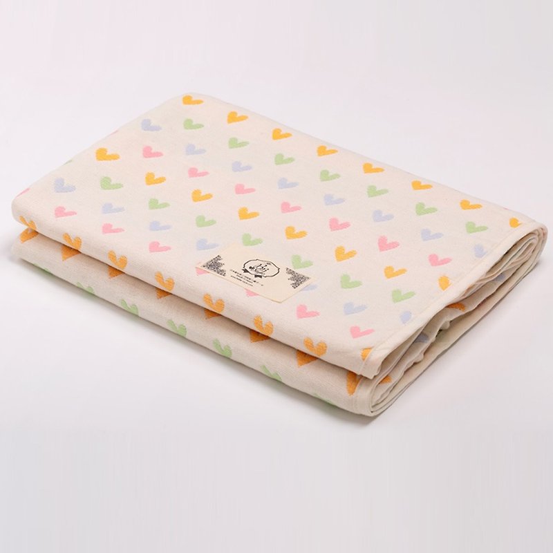 [Made in Japan Mikawa Cotton] Six-fold Gauze Quilt-Sweet Love Macaron M - Blankets & Throws - Cotton & Hemp 