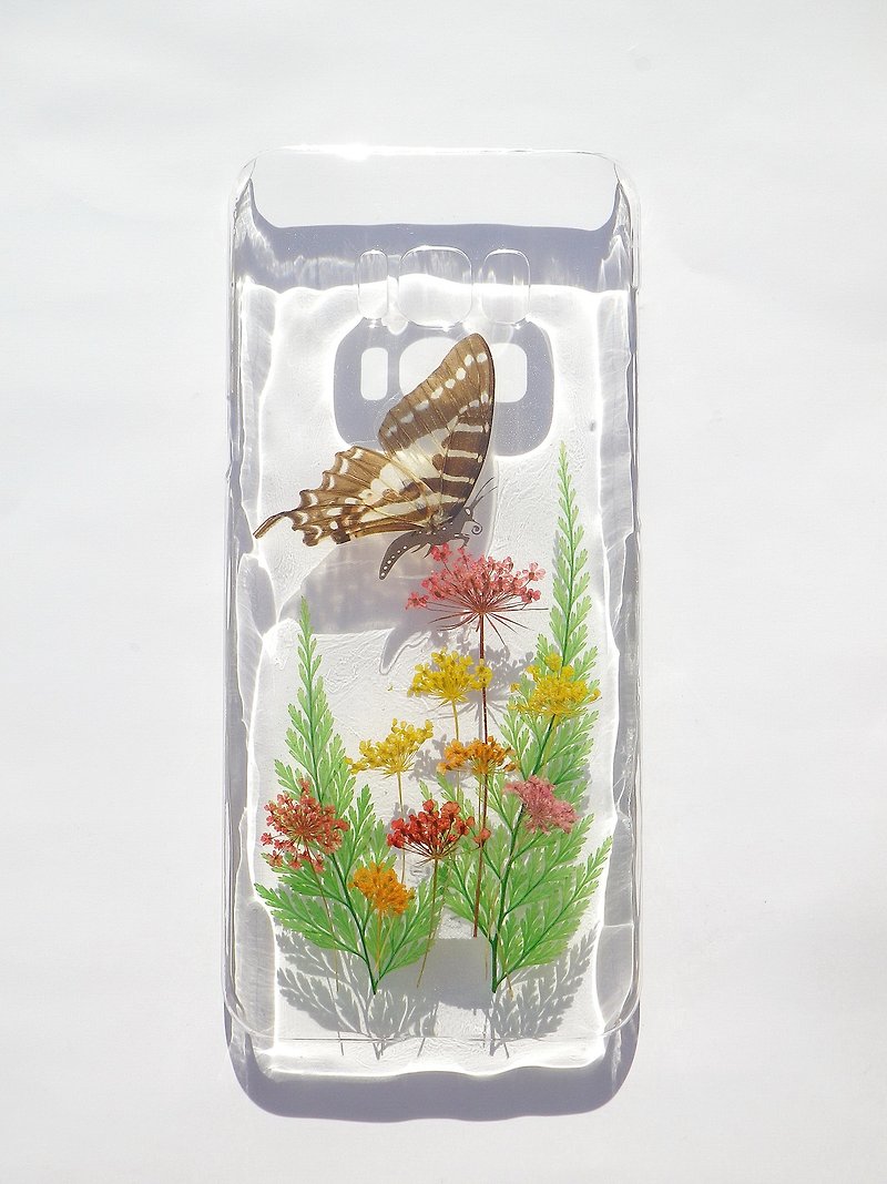 Handmade phone case, Pressed flower phone case,Samsung Galaxy S8+, Butterfly - เคส/ซองมือถือ - พลาสติก 