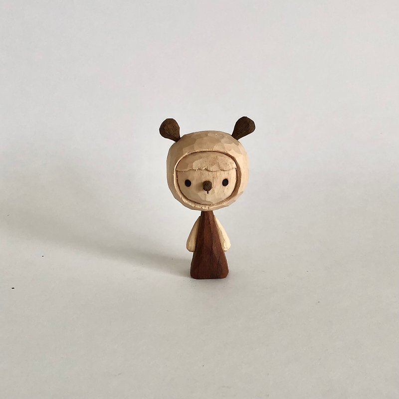 リトルベアの木彫り - 置物 - 木製 ブラウン