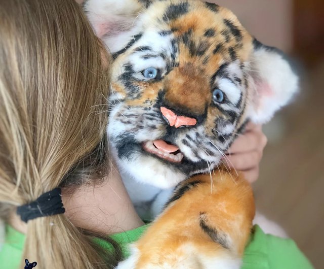 ビンテージ手描きの瞳が美しく親虎の上に乗る虎の子が可愛い過ぎる民藝の親子虎土人形 ビンテージ手描きの瞳が美しく親虎の上に乗る虎の子が可愛い過ぎる