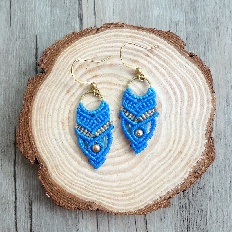 Misssheep-A17 - Forest Owl - Blue - Ethnic Style South American Waxed Braided Brass Bead Earrings - Earrings & Clip-ons - Other Materials Blue