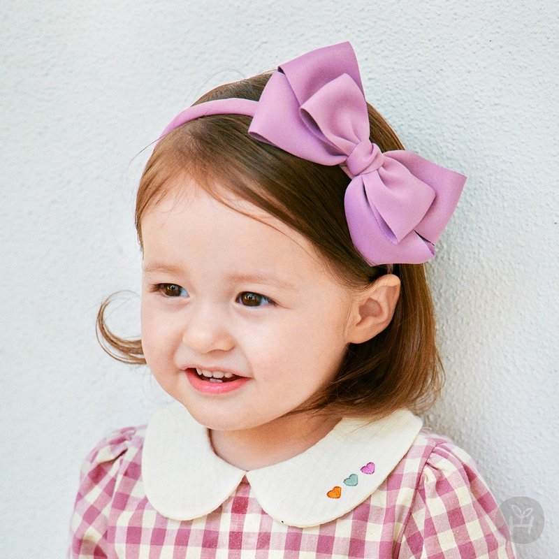 Happy Prince Korean-made Aroha purple big bow girl baby headband - หมวกเด็ก - เส้นใยสังเคราะห์ 