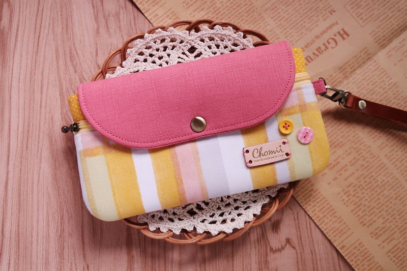 Mobile Phone Bag Clutch | Warm Colors | - Clutch Bags - Cotton & Hemp Pink