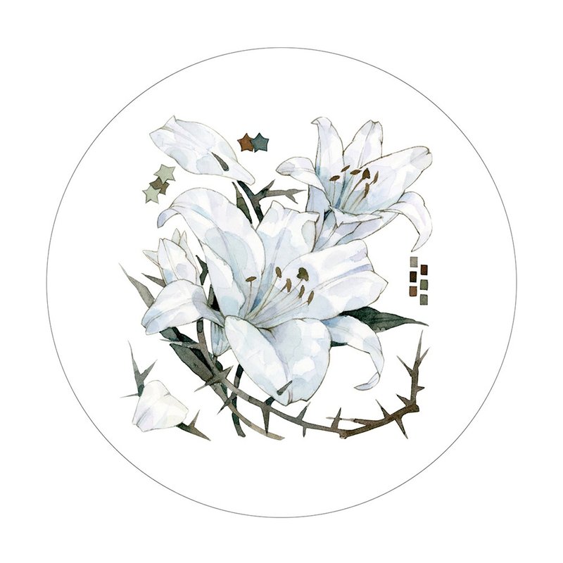 OKMT New Seven Days Sticker Notebook Tape Thorn Lily-PET Die Cut-10.5cm*3m-35cm Circular - มาสกิ้งเทป - พลาสติก 