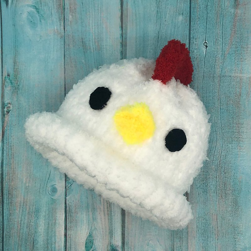 小雞-毛線編織寶寶毛線帽 彌月禮 週歲禮 (大人小孩尺寸皆有) - 嬰兒帽子/髮帶 - 聚酯纖維 白色