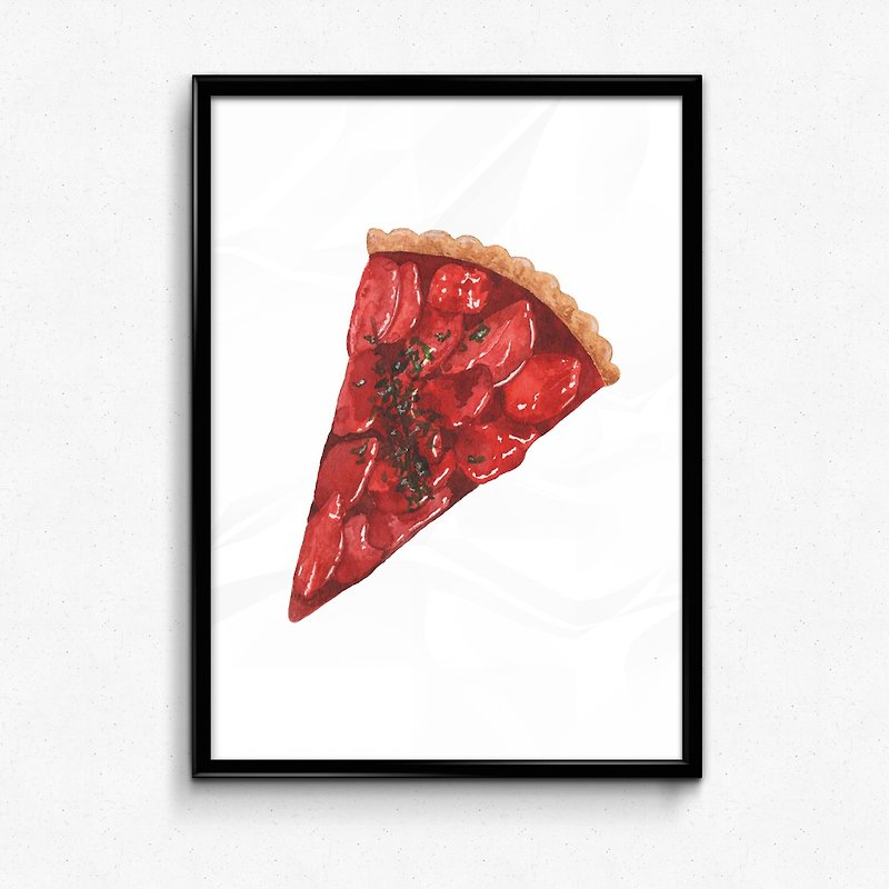 Strawberry Tart Art Print - การ์ด/โปสการ์ด - กระดาษ สีแดง