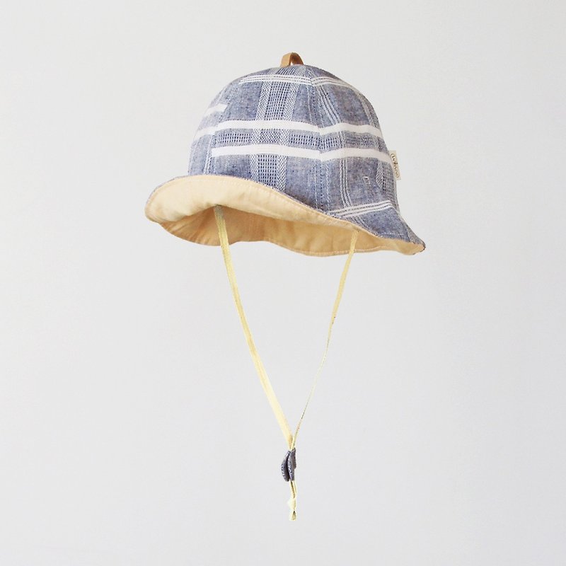 Yarn-dyed Plaid Blue Lightweight Children's Sun Hat - Baby Hats & Headbands - Cotton & Hemp Blue