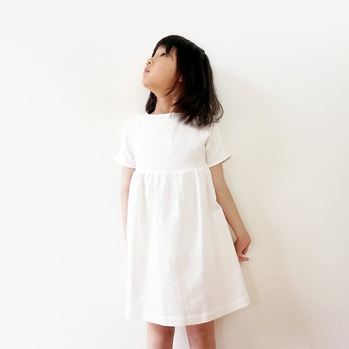 和諧生活有機棉 HarmonyLife 有機棉紗織女童連身裙-白