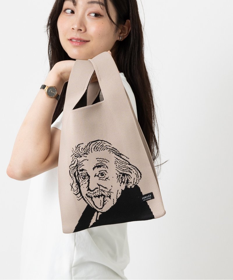 Jubilee Knit Tote Bag, Large Market Size, Art, Einstein - Handbags & Totes - Polyester Pink