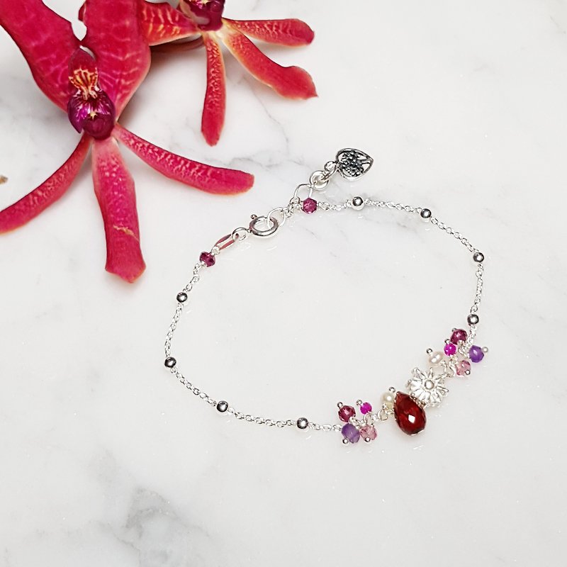 Elegant chick series~ Stone and amethyst sterling silver bracelet Garnet free [Christmas gift box] - Bracelets - Gemstone Red