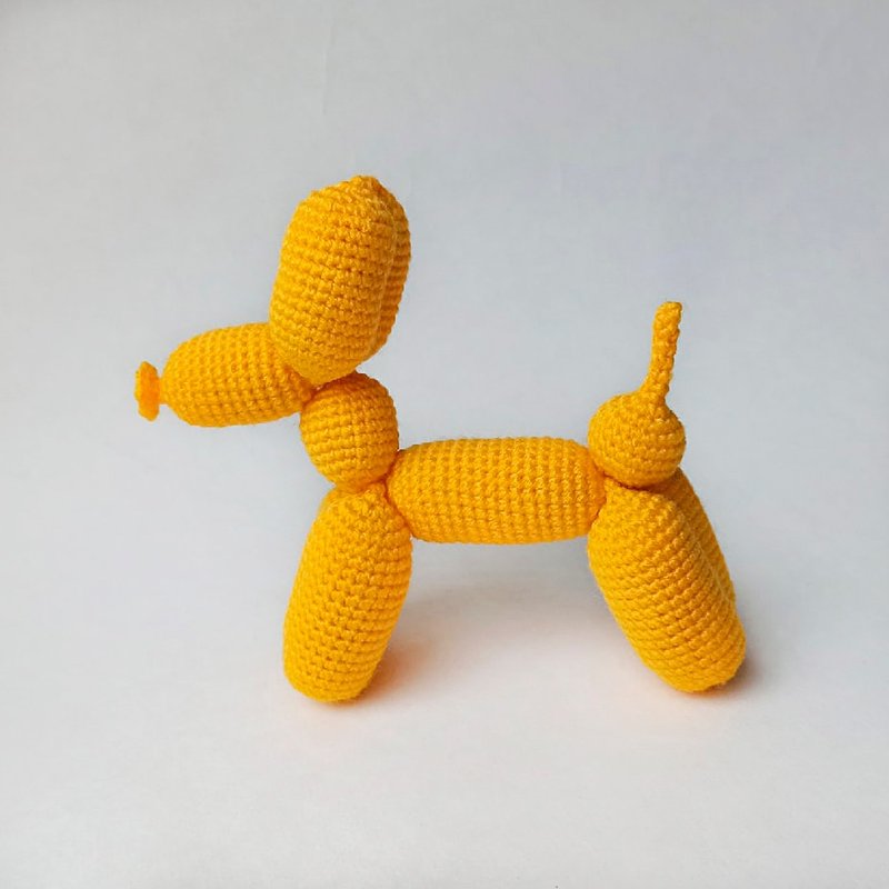 Balloon dog Stuffed animal toy Crochet yellow toy - 寶寶/兒童玩具/玩偶 - 棉．麻 黃色