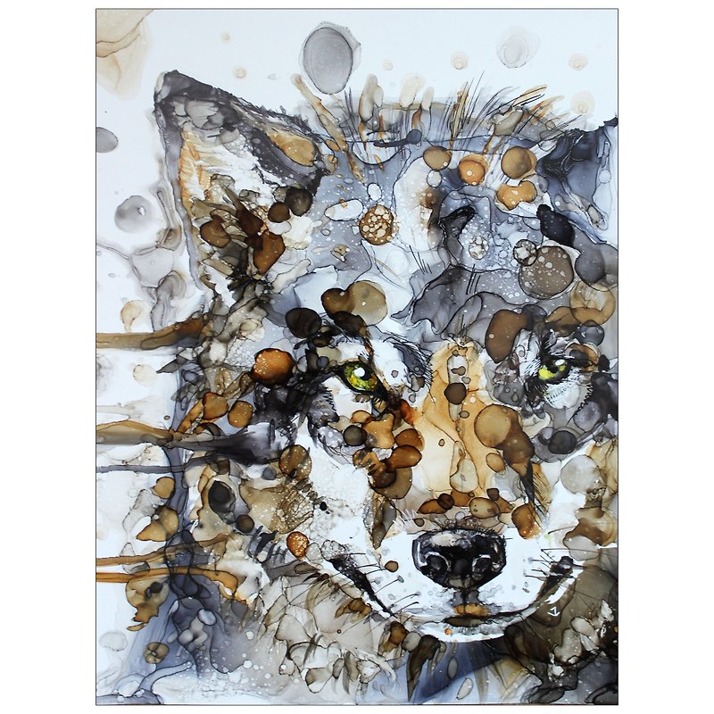 Portrait of the wolf big picture 33*45cm original art - Wall Décor - Other Materials Gray