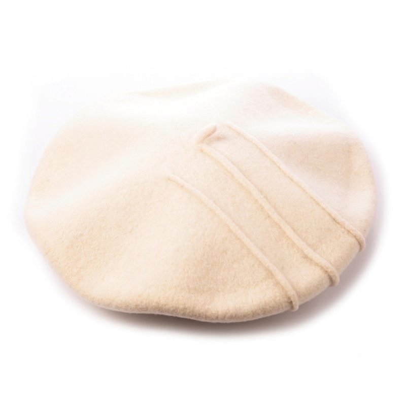 Spain ELOSEGUI female HIRU beret EL_HIRU09042 sheep white - หมวก - ขนแกะ 