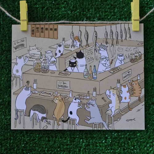 3貓小舖 3貓小舖貓咪插畫明信片(畫家:貓小姐) – 野貓食堂