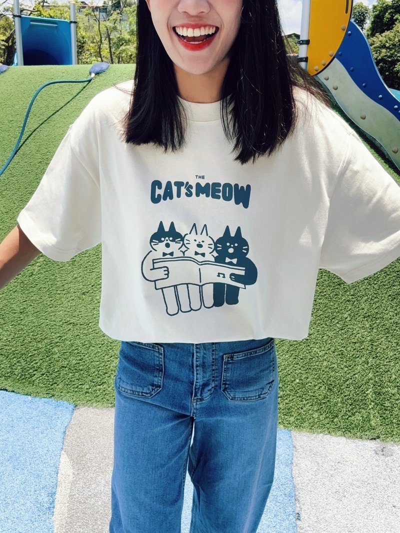 Furry Zoo Slightly Wide Shoulder Unisex Short T Cat Choir - Women's T-Shirts - Cotton & Hemp White