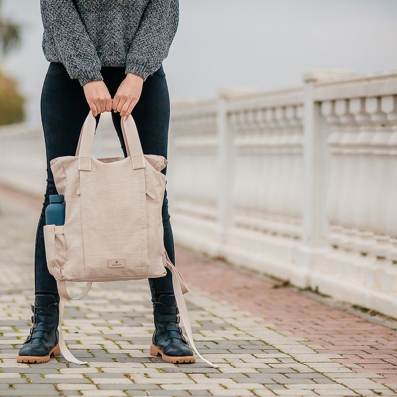 Siena II tote bag - multi-color optional - beige | Water-repellent large capacity - กระเป๋าเป้สะพายหลัง - เส้นใยสังเคราะห์ 