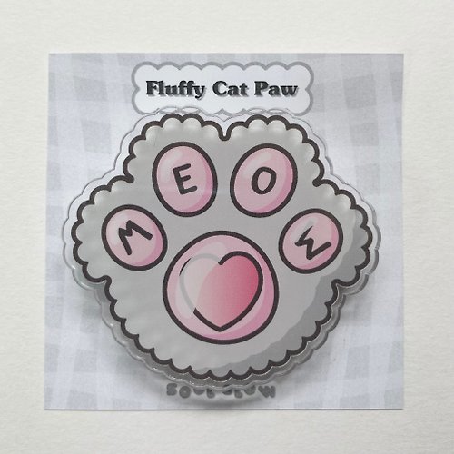 soulglowth Gray Fluffy Cat Paw Acrylic Griptok
