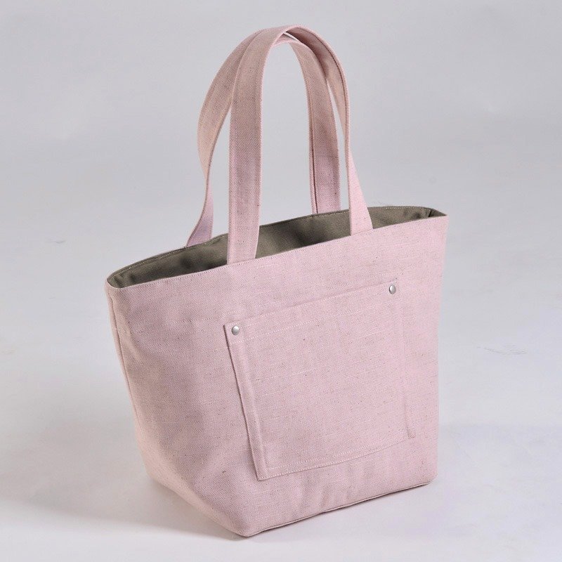 Cotton & Hemp Handbags & Totes Pink - The last - posted outside pocket tote bag / cherry powder