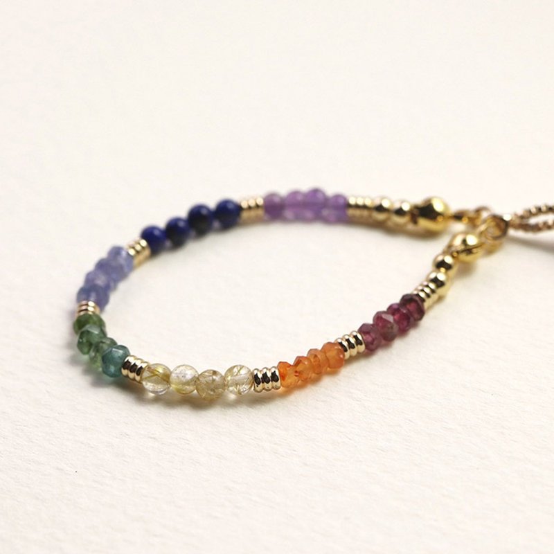 Sunny Rainbow Missing the Joy of Colorful Gemstone Natural Stone Adjustable Bracelet - Bracelets - Gemstone Multicolor