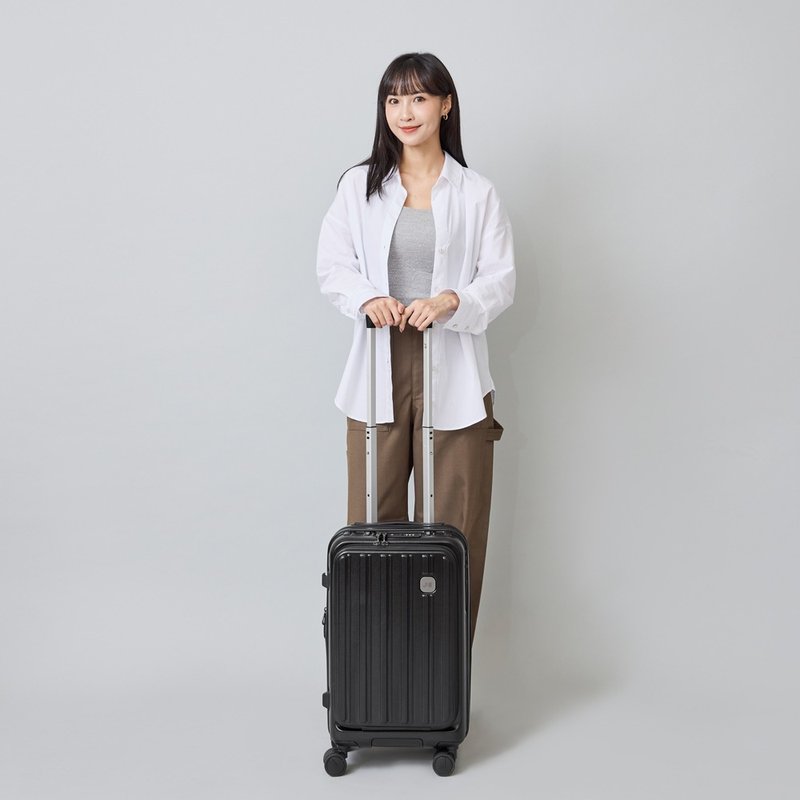 20吋/前開式/PC箱體/Hinomoto靜音輪煞車/旅行箱/行李箱-多色任選 - 背囊/背包 - 尼龍 黑色