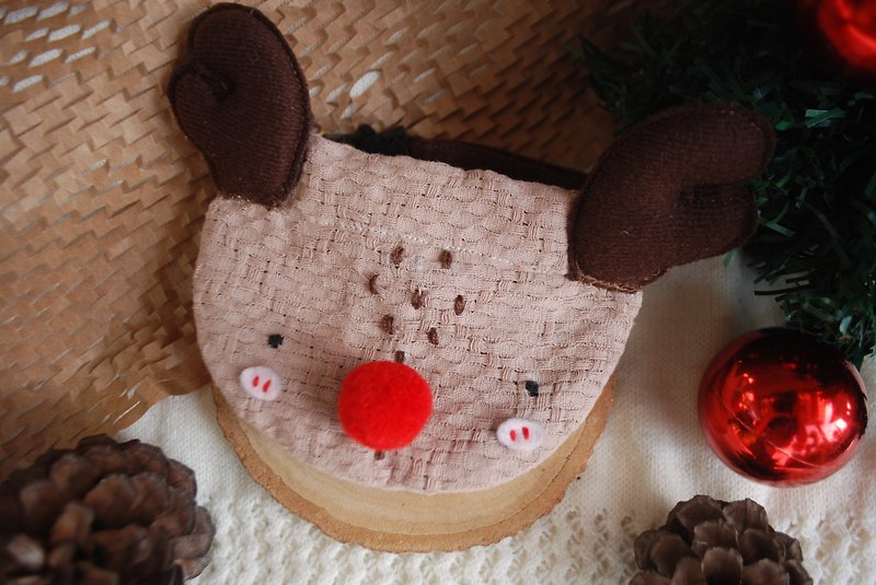 Reindeer Christmas Collection - ปลอกคอ - ผ้าฝ้าย/ผ้าลินิน สีนำ้ตาล