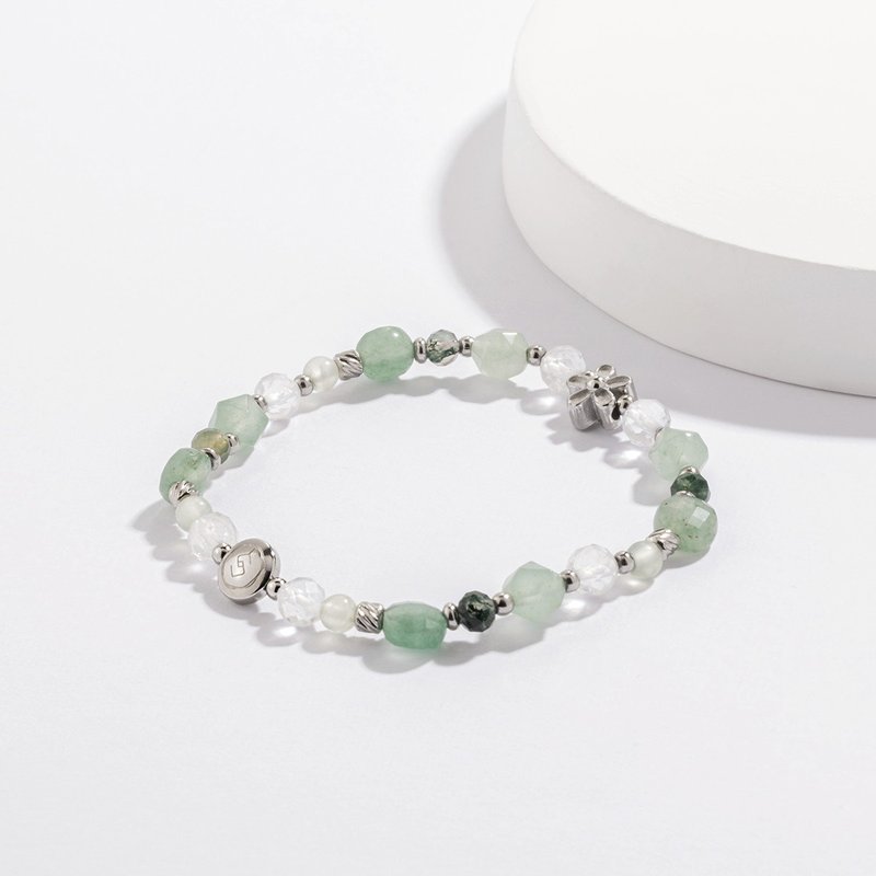 (Career + Wealth) Planting Flowers | Green Aventurine Grape Stone Aquatic Agate White Crystal | Crystal Bracelet - Bracelets - Crystal Green