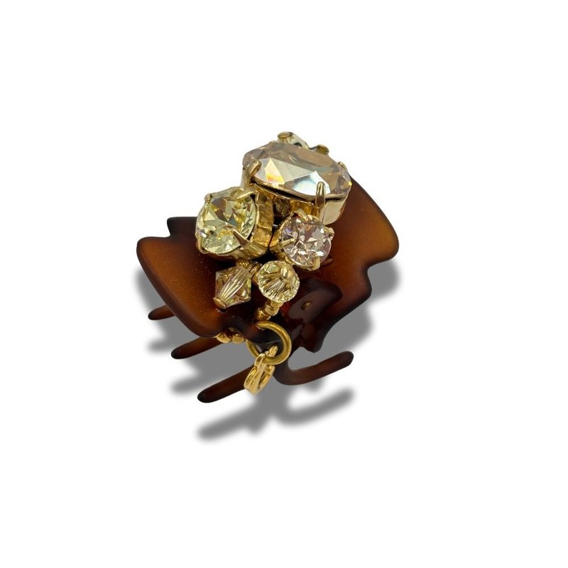 COMPLEX BIZ 欖尖形切割系列_琥珀褐甜心夾 - 髮夾/髮圈 - 樹脂 咖啡色