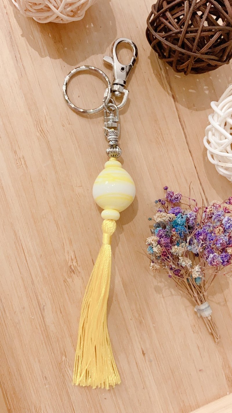 Colored glaze pendant-vitality source (yellow) # key ring - พวงกุญแจ - กระจกลาย 