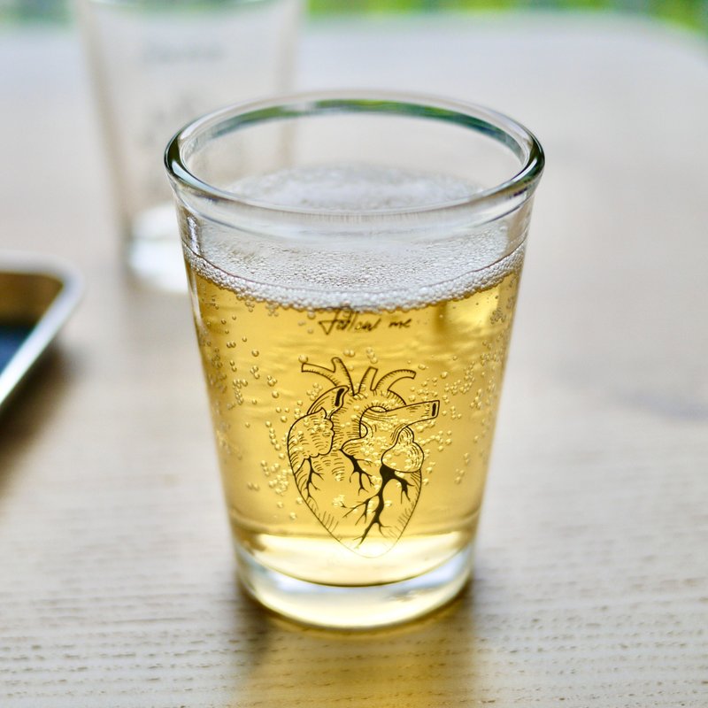 Desktop Beer Mug-Heart Shot Glass Follow me - แก้วไวน์ - แก้ว สีใส