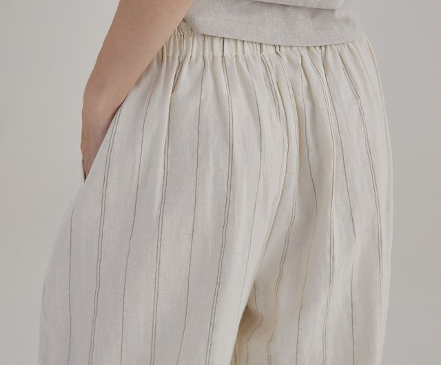 Wrap pants – striped - Shop raw-ecoproject Women's Pants - Pinkoi